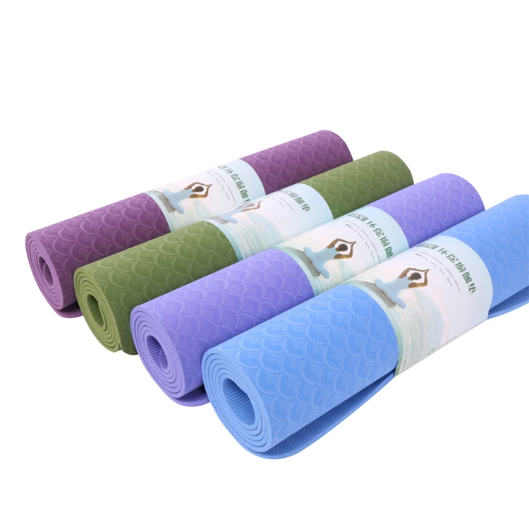 SHENDGE High Quality Embossed Natural Material Anti Slip Pu Purple Green Thick Custom Logo TPE Yoga Mat For Woman