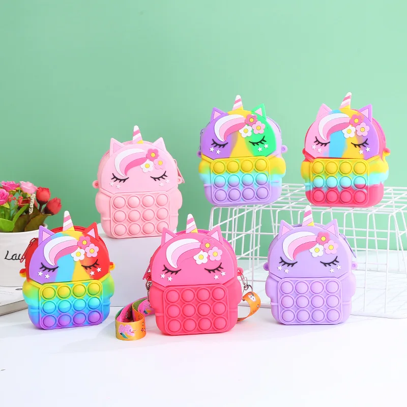 Cute Cartoon Unicorn  Coin Purse Unicorn Silicone Bag For Kids
