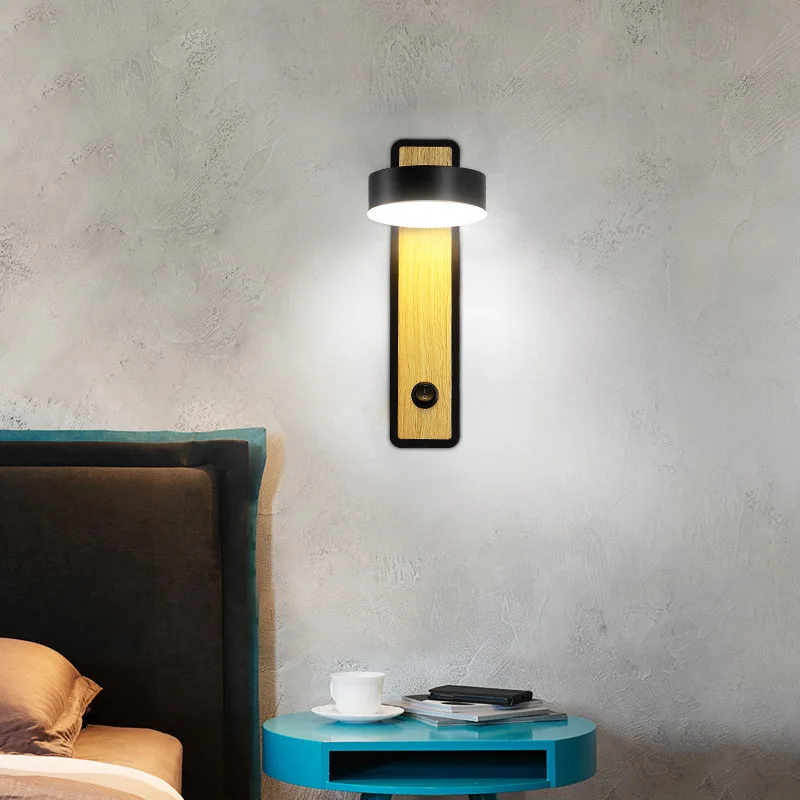 Factory Direct 350 Degree Rotating Bedside Bedroom Office Hotel Rotary Led Wall Light Lamp Lights With Switch