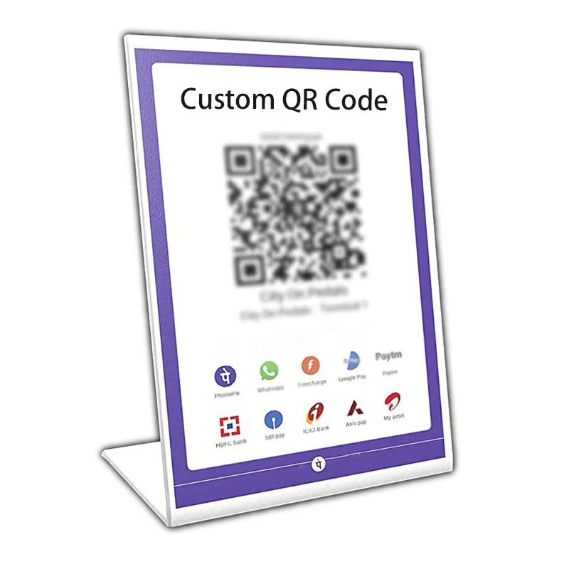 White Colour  3mm qr code display stand acrylic qr code stand or Restaurants, Promotions, Photo Frames for  Google Pay Stand
