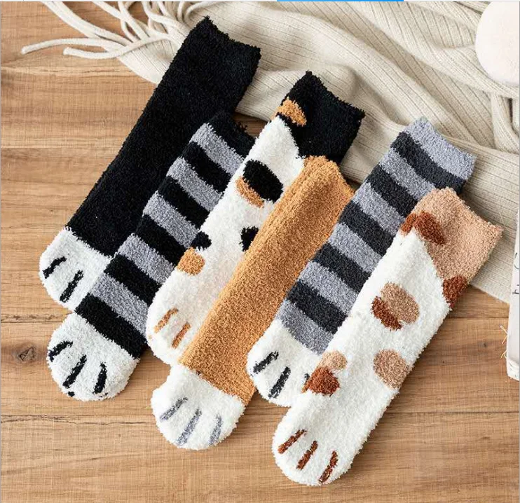 Winter Sleep Bed Floor Home Fluffy Coral velvet fuzzy Christmas socks