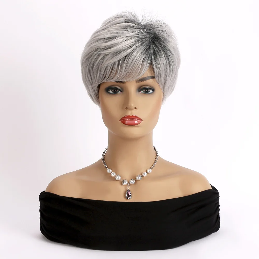 2024 Cheapest pixie cut synthetic wig heat resistant fiber synthetic wigs machine made wigs for women