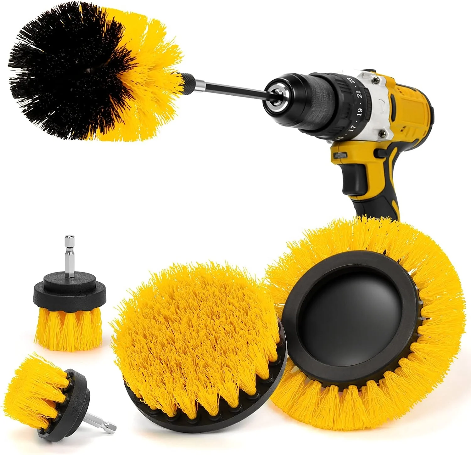 Power Scrubber Drill Cleaning Brush with Extend Long Attachment Set All Purpose Clean for Bathroom, Car, Grout, Carpet, Floor