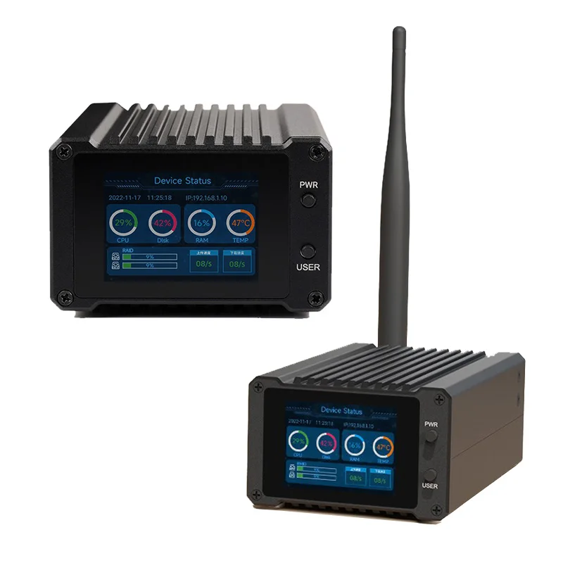 Raspberry Pi CM4 Computing Module NAS Host Home Network Storage Server Dual SATA Interface 2 Inch LCD