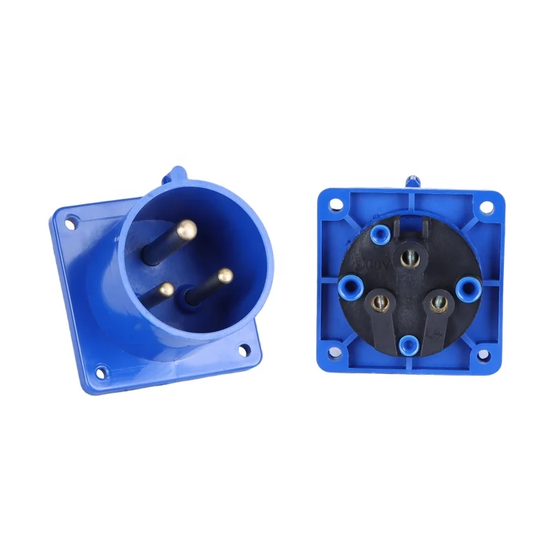 ZNG-623 Fixed Reverse Industrial Plug 32A 3 Pin Inlet Panel Mounted