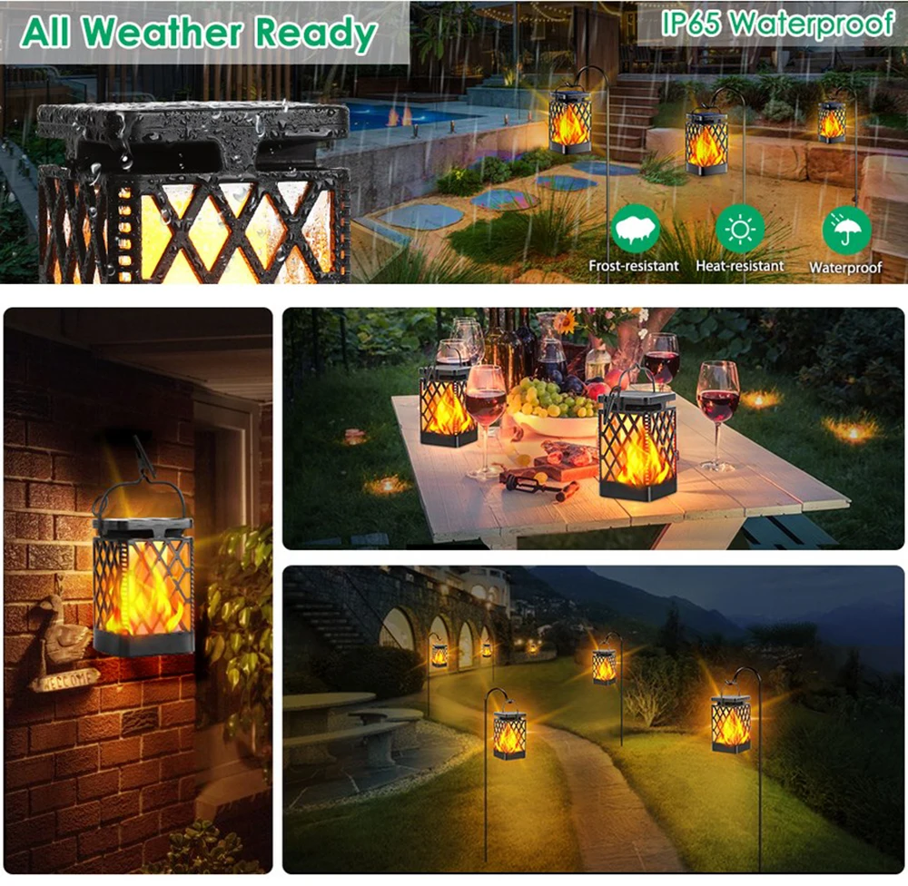 Flameless Hanging Dancing Flickering Flame Led Solar Decorative Plastic Led Candle Lantern