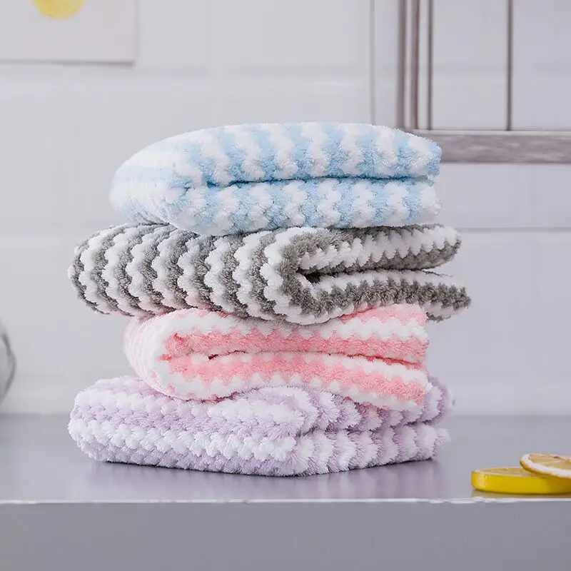 coral velvet Microfiber Absorbent thick Dish cleaning cloth kitchen towel