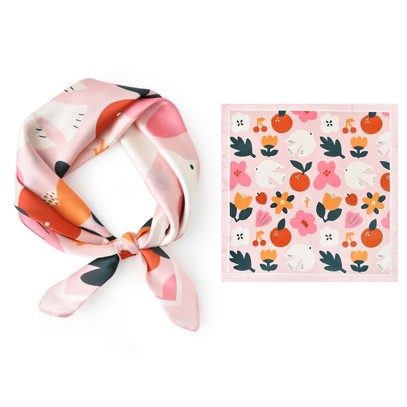 Printed Silk Scarf for Women Luxury Brand Design 70*70cm Square Scarf Bandana Shawl Malaysia Head Hijab Scarfs