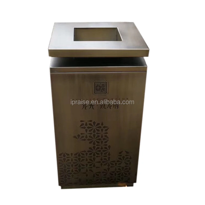 Public outdoor commercial trash and recycling bin stainless steel park street waste garbage can