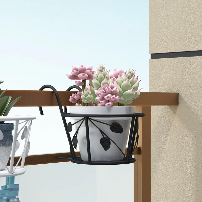 
Big Space Hanging Round Corner Shape for Wall or Fence Iron Vase Flower Rack Storage Organizer for Living Room 