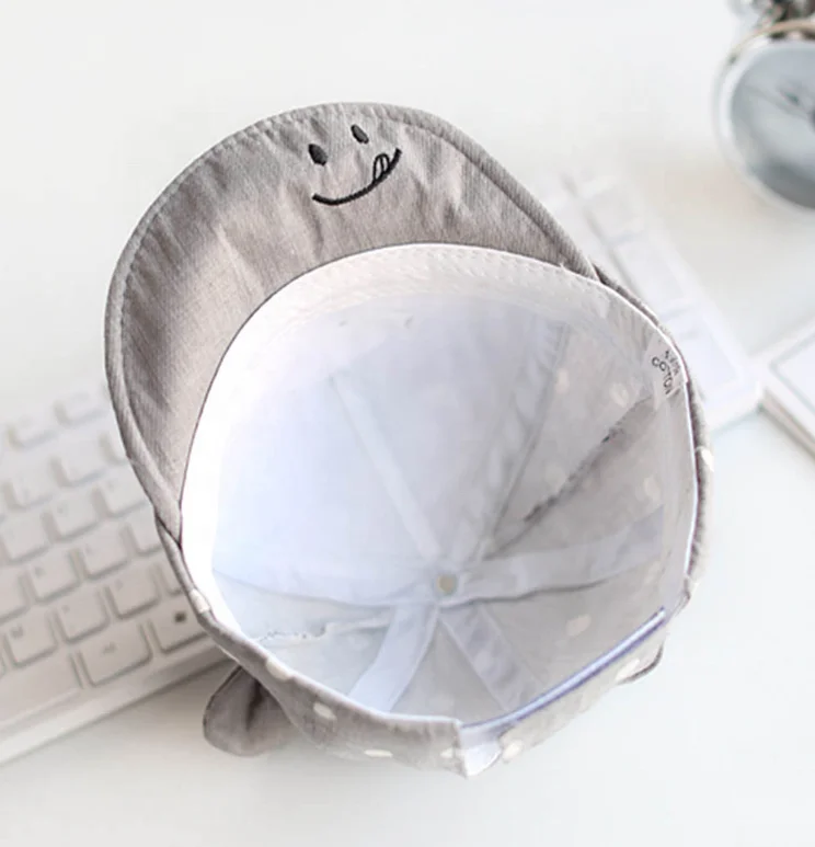 Новые детские кепки для малышей, Детские кепки в горошек, шапка для девочек и мальчиков с ушками для весны, бейсболка для новорожденных