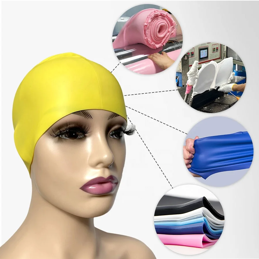 Factory Wholesale Price 50g 55g 65g 100% Silicone Swim Caps Made ln China Professional Swimming Cap