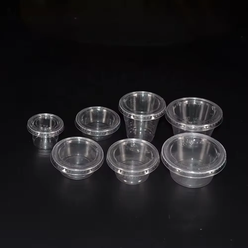 1-5oz Eco-friendly Transparent Disposable Plastic PLA Takeaway Containers Food Seasoning Sauce Cup