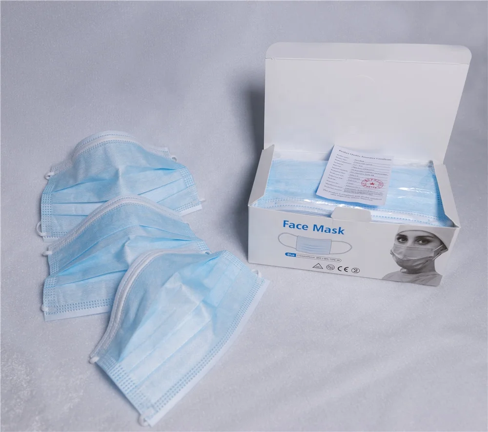 Non-woven Mask 3-layer face mask Blue customized disposable medical face mask