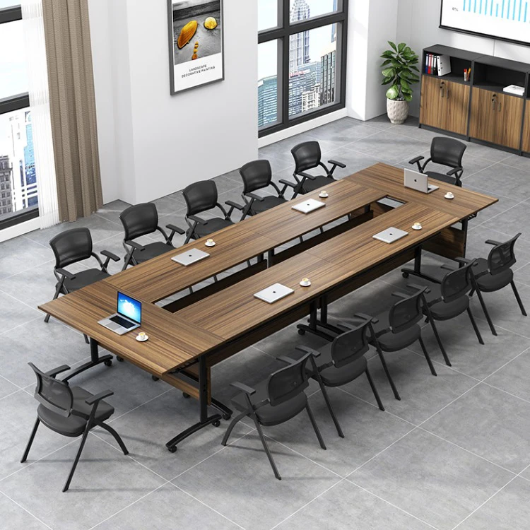 Laminated top moveable folding seminar table conference room meeting negotiating table system