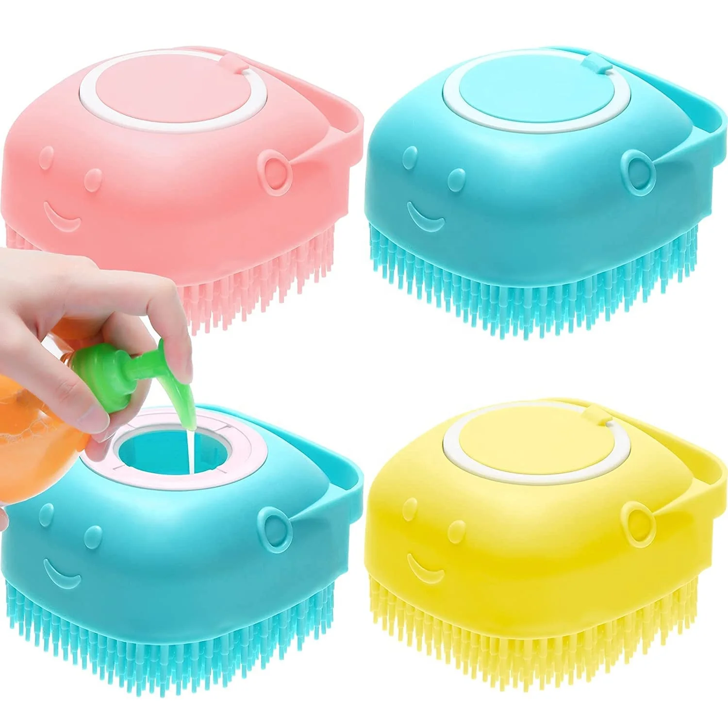 High Quality Skin Care Tool Exfoliating Body Scrubber with Soap Dispenser Silicone Soft Bath Shower Massage  Brush