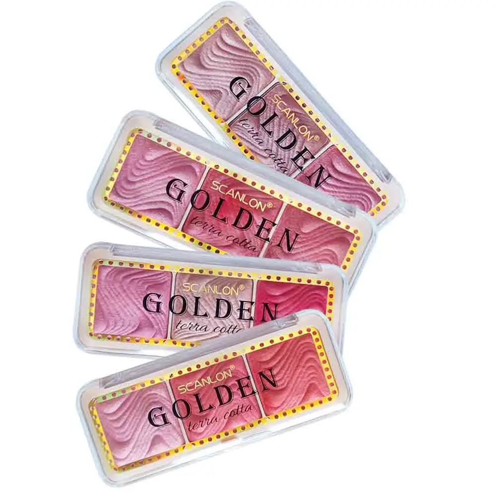 Hot Selling 3 Colors Matt Blusher Pigmented Terra Cotta Mineral Vegan Silky Face Beauty Cruelty Free 3d Design Blush Palette