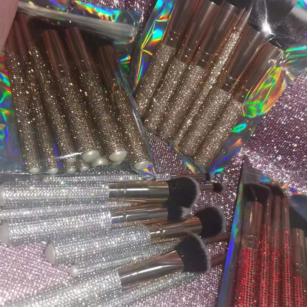 Wholesale Rhinestone Makeup Brushes Private Label Makeup Brush Set Bling Vendors