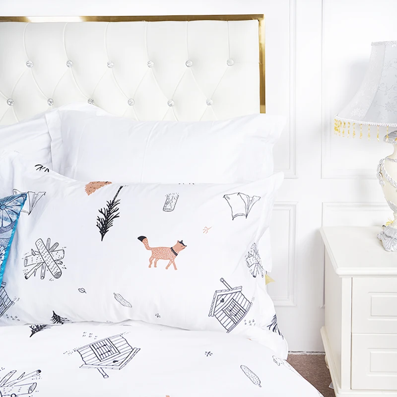 Luxury Customized Style Egypt Cotton Hotel Bedding Set White Fluffy Duvet Cover Set
