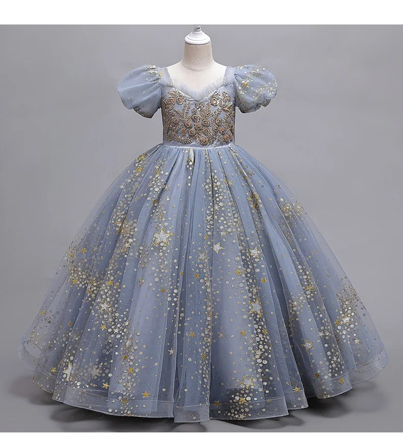 2025 Pretty Evening Gown Elegant Lace Birthday Wedding Party Ball Gown For Kids Flower Girl Dress