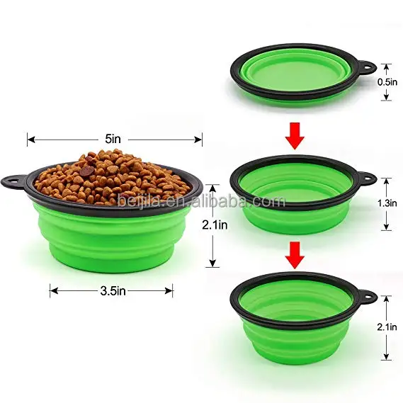 
Amazon Top Seller Custom Logo Foldable Silicone Pet Water Bowl Collapsible Travel Dog Bowl 