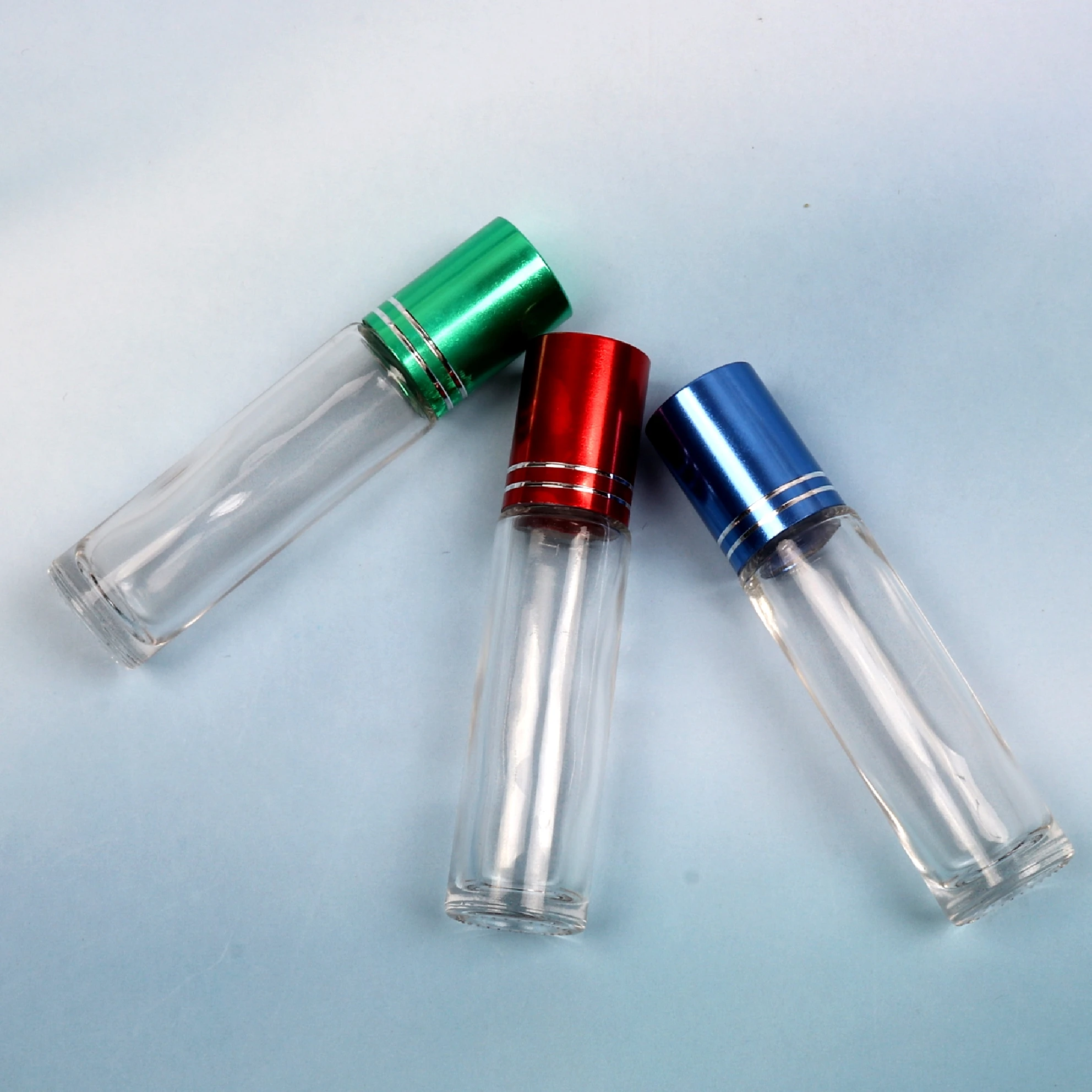 Wholesale 6ML 8ML 10ML transparent clear glass perfume bottle with aluminium cap roll on bottle