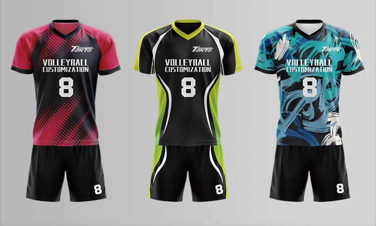 Custom dye made men professional full sublimation volleyball team uniforms jerseys