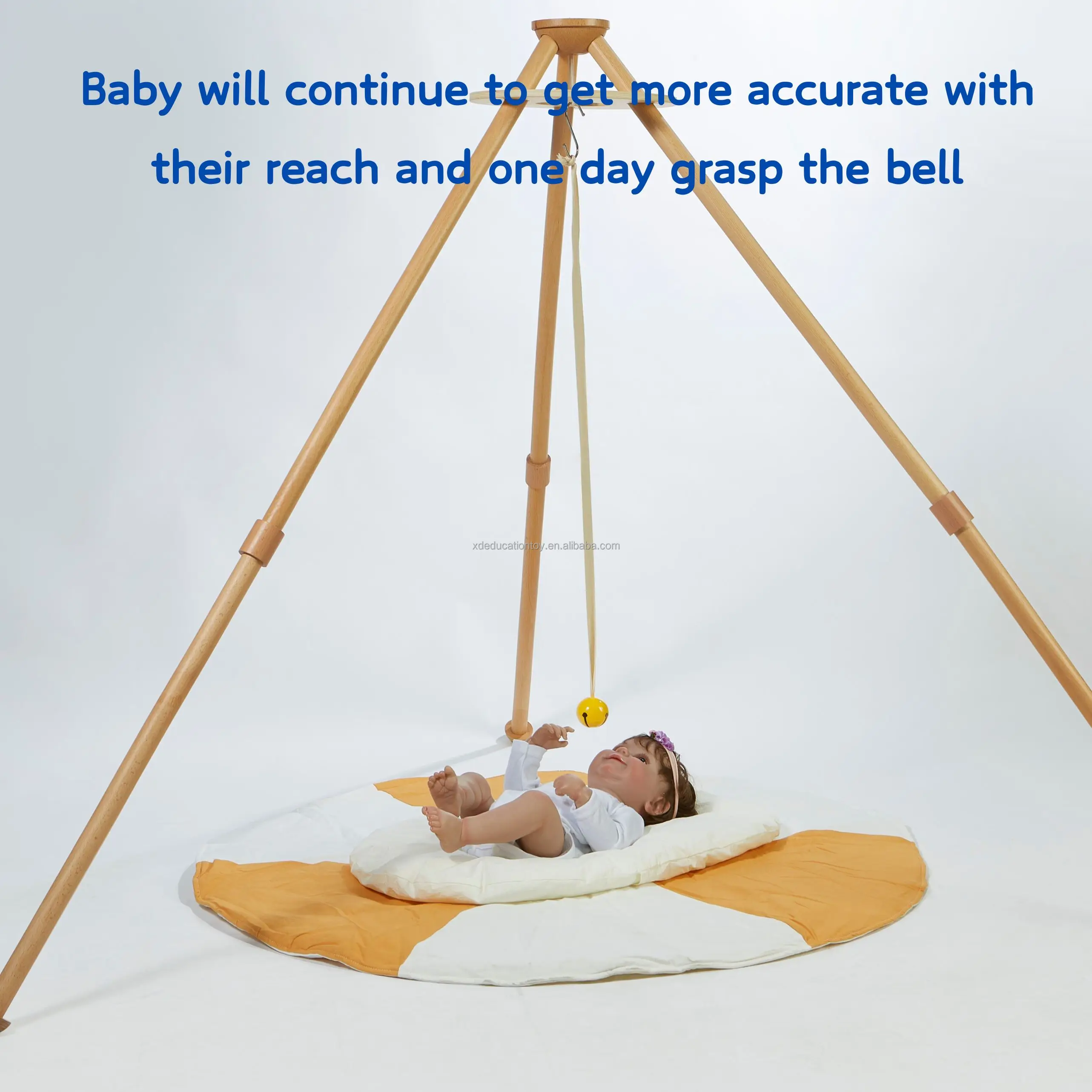 Montessori-Inspired round Metal Sensory Mobile Educational Baby Mobiles with Musical Bell & Ribbon Inspired Musical Toy Set