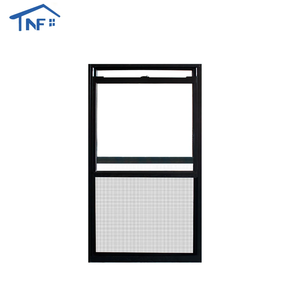 High Quality Top Thermal Break Aluminum Profile Double Glass Single Hung Sliding Windows With Grille