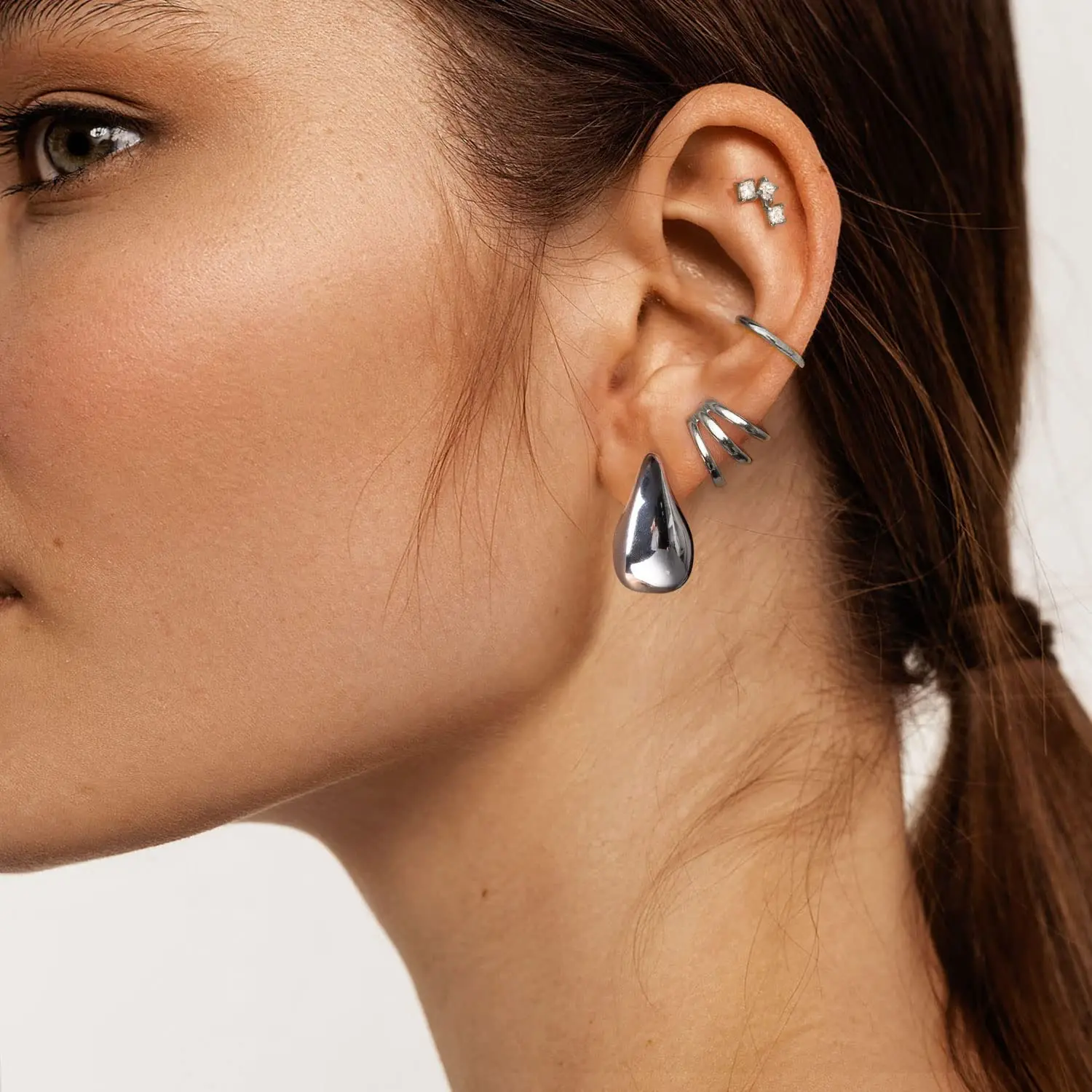 Premium Design Chunky Water Drop Stud Earrings Brass Big Teardrop Design Fashion Jewelry Earrings