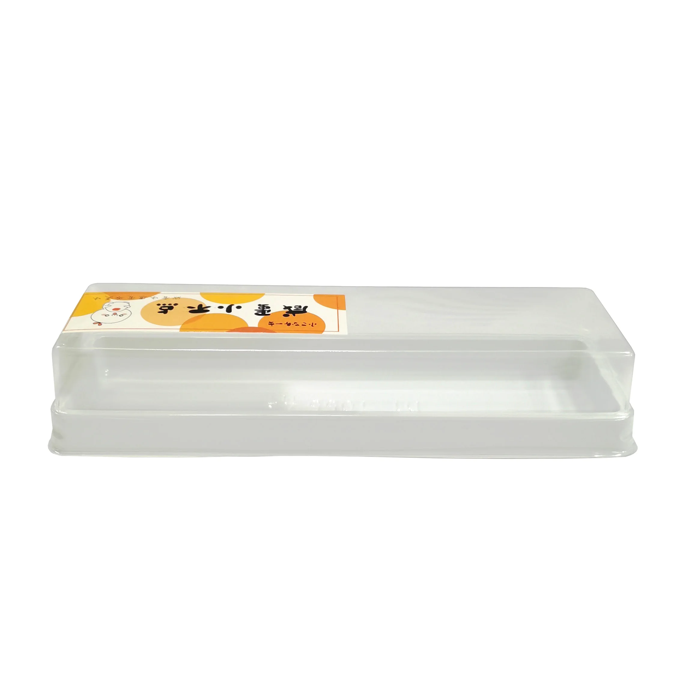 CUSTOM DESIGN Packaging Rectangle Shape with Clear Lid Disposable Plastic Swiss Roll Cake Box
