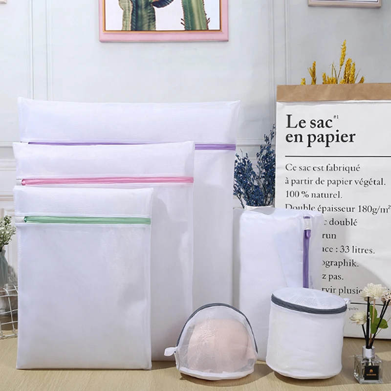 Custom Logo Thick Polyester Fine Washing Clothes Mesh Laundry Wash Bag Multisize Dirty Cloths Bra Laundry Bag For Travel