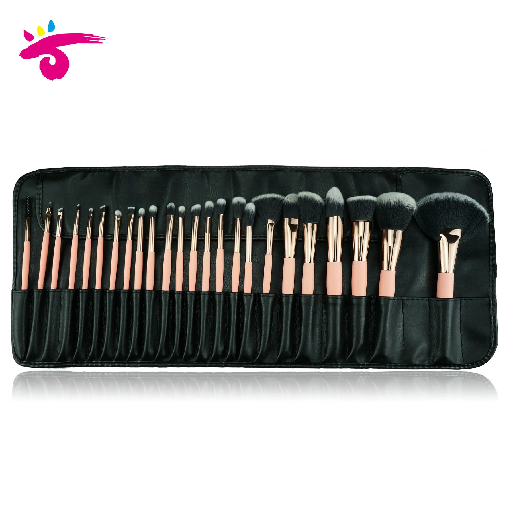 Professional Wholesale Black 24 Pcs Makeup Brush Set with Bag