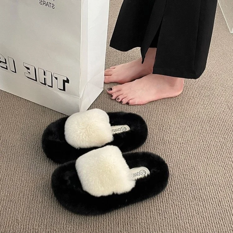 2024 New Style Soft Comfortable Indoor Home Fluffy Fuzzy Slippers Open Toe Slippers