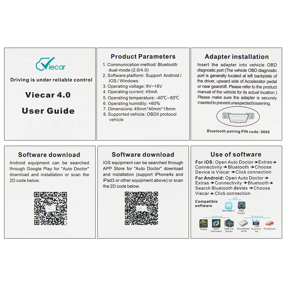 Viecar VC100 OBD2 ELM 327 Беспроводной двухрежимный Автомобильный сканер автомобильный диагностический инструмент для Android IOS Windows