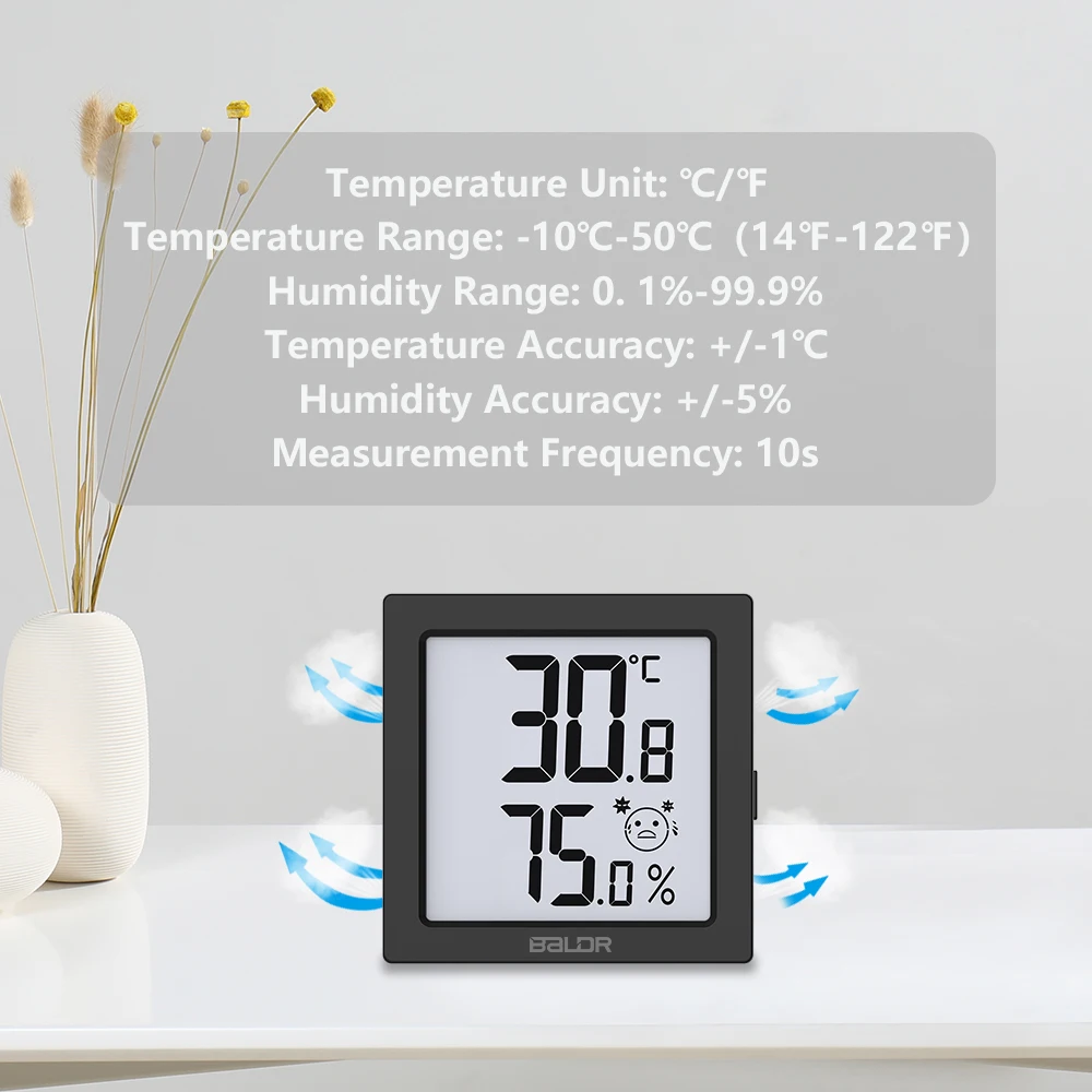 BLADR High Accuracy Thermometer Hygrometer Digital Mini Temperature Humidity Meter Indoor Magnet Attaching Home Thermometer