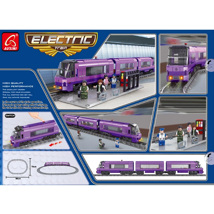 Christmas plastic connector sets station mini train building block toy for 8 year olds