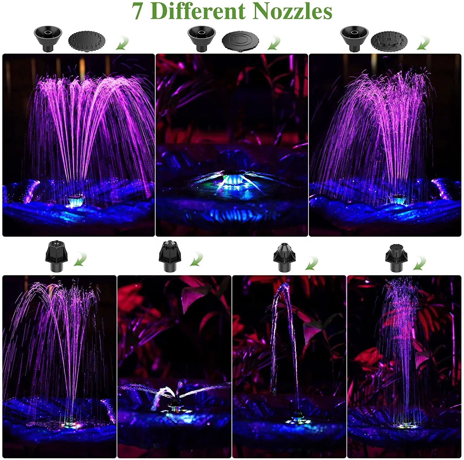 5.5W 2000mAh Battery Solar Water Fountain for Bird Bath, Bird Baths for Outdoors, Garden, Pond, Solar Fountain Pump with Battery