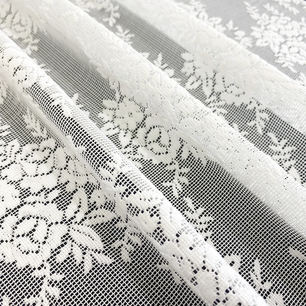 Factory wholesale customization bedroom living room flower pattern polyester jacquard sheer curtains fabric rolls