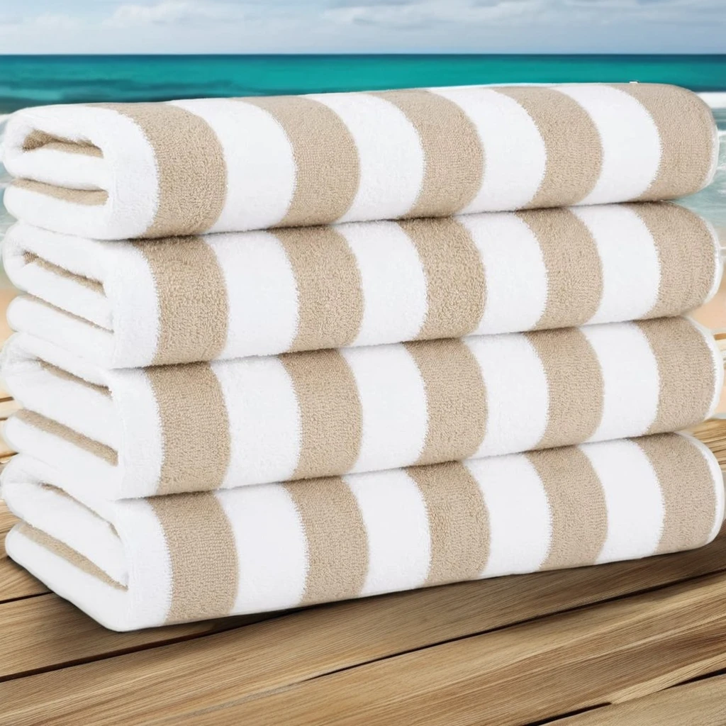 White Stripe Soft Digital Double Sides Printed Sand Free Beach Towel with Mesh Bag for Promotion Activity Gift