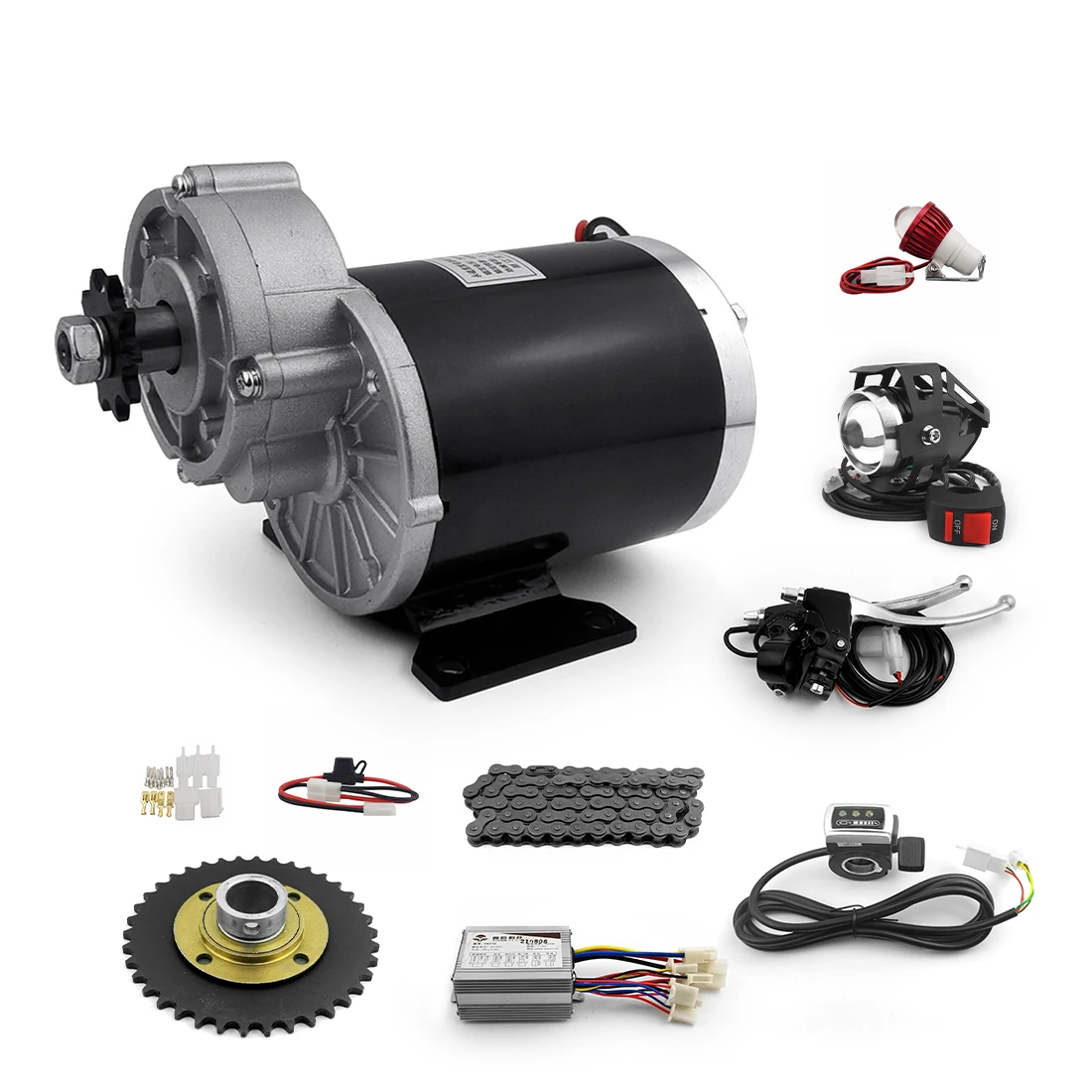 diy Electric 3 wheel bicycle 14 teeth Sprocket 420 chain thumb throttle brush gear 36V 48V 450W motor part