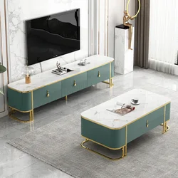 Wholesale Modern Round Marble High-end Rectangular Stainless Steel Coffee Table