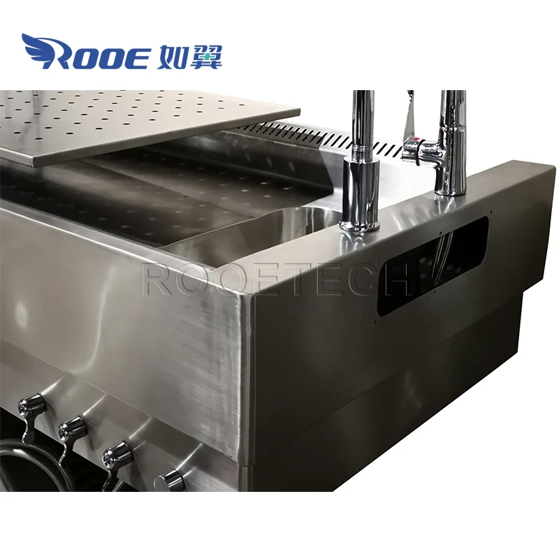 Double Exhaust Lift Rotating Forensic Equipment Body Autopsy Table with Tissue Shredder
