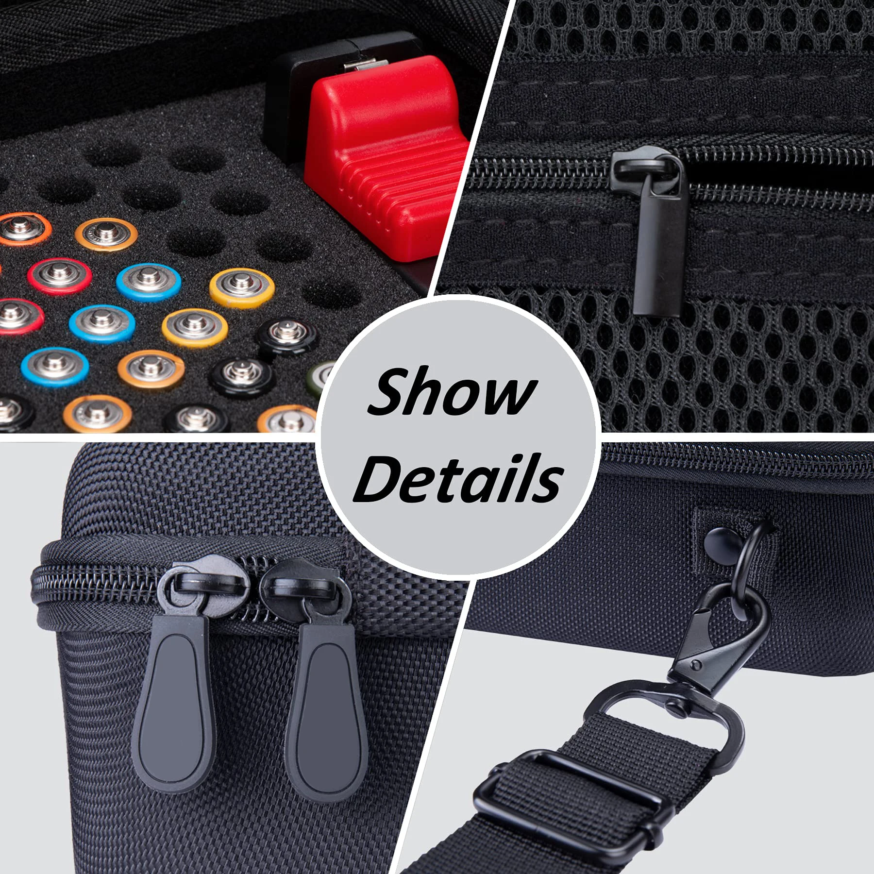 Hard Battery Organizer Carrying Case Bag Holds Batteries AA AAA C D 9V 3V Battery Tester Storage Case