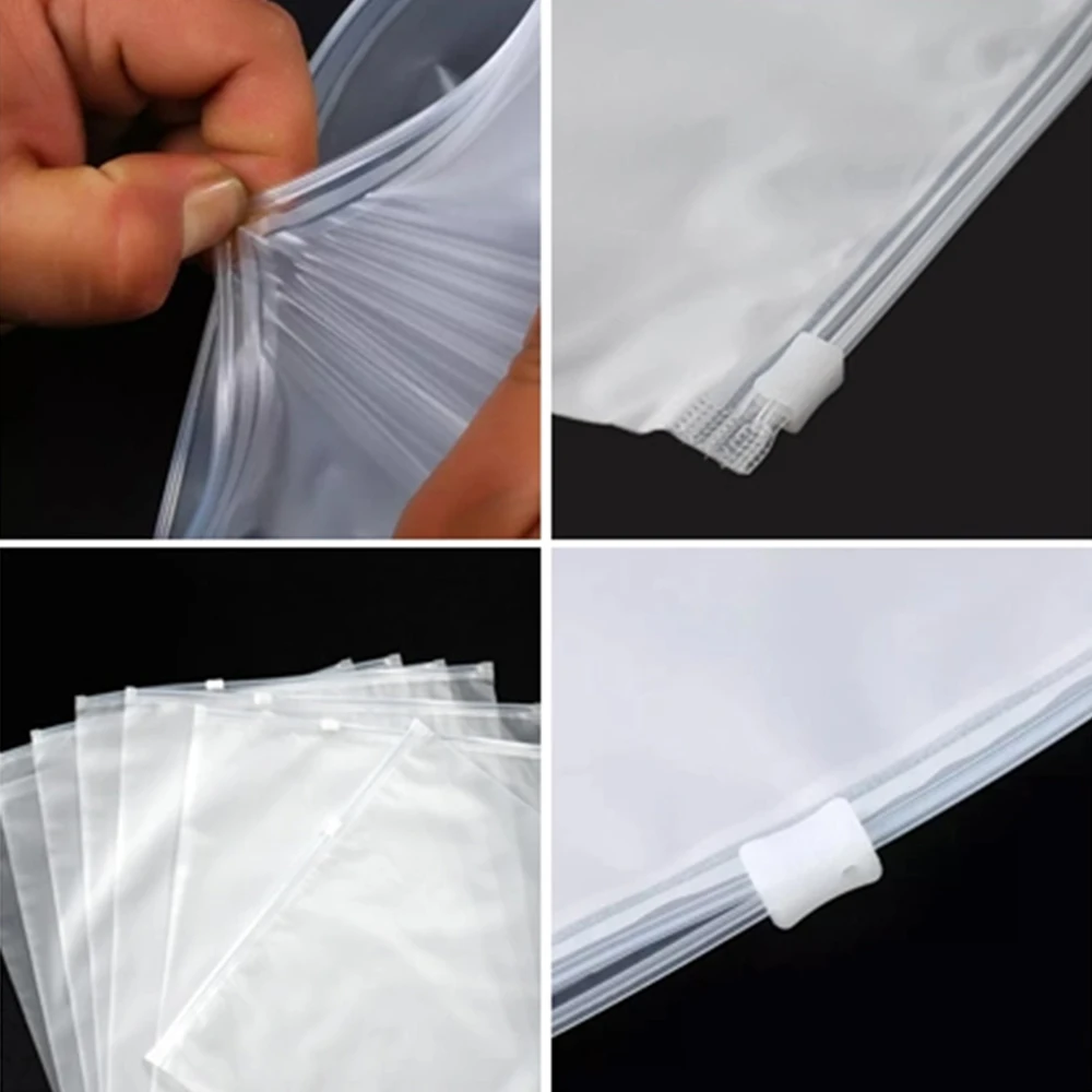 CPE Frosted Clear Plastic Clothing Bags Custom Logo Printing Zip Lock Package Swimwear Zipper Packaging Bags