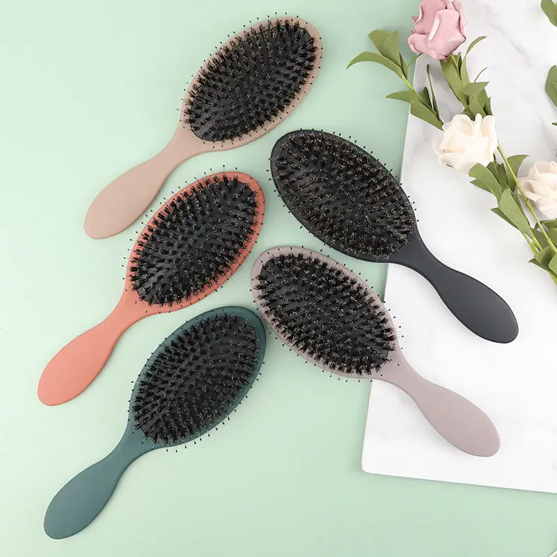 5 Colors Hairbrush Custom Logo Dry Wet Brush Detangling Hair Brush For Scalp Massage Nylon Boar Bristle Hair Extensions Brush
