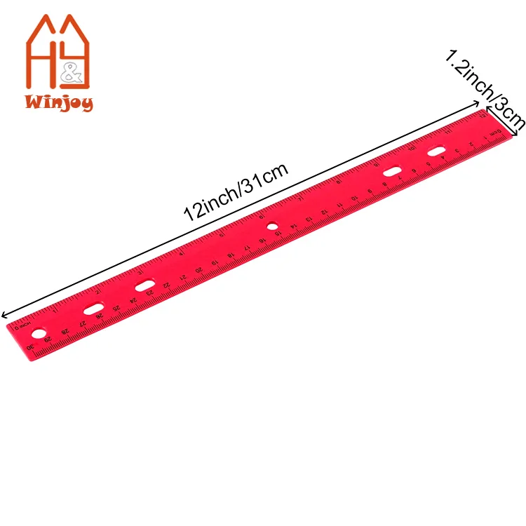 12 Inch/30cm Transparent Plastic Ruler, Assorted Color with Customized Personalized logo for School & Office.