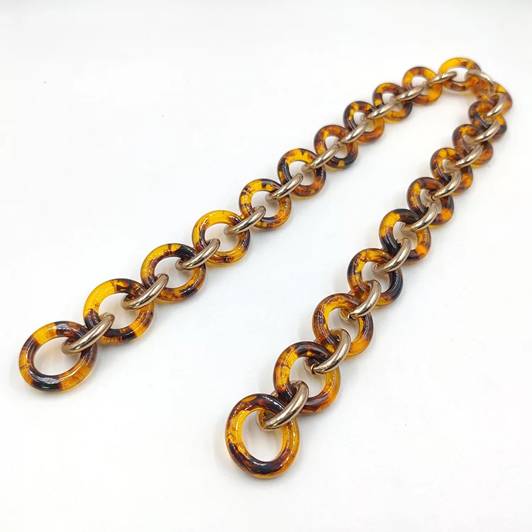 CH2412 Plastic Acrylic Special Buckles Link Chain Acryl Resin Purse Chains Wholesale Tortoise Acrylic Chunky Chain