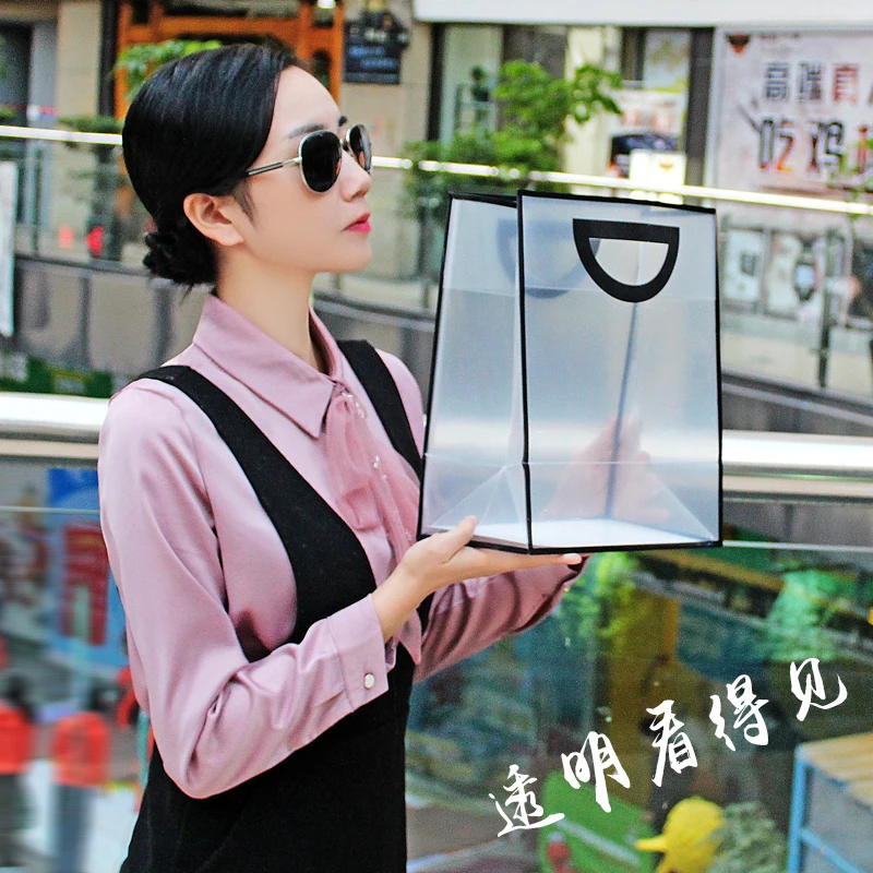 transparent shopping bags transparent plastic shopping bag with handle pp plastic bag