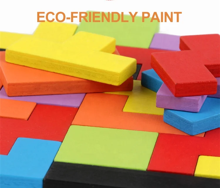 Wooden Puzzle Brain Teasers Toy Intelligence Colorful 3D Russian Blocks Game Montessori Educational Gift fir kids